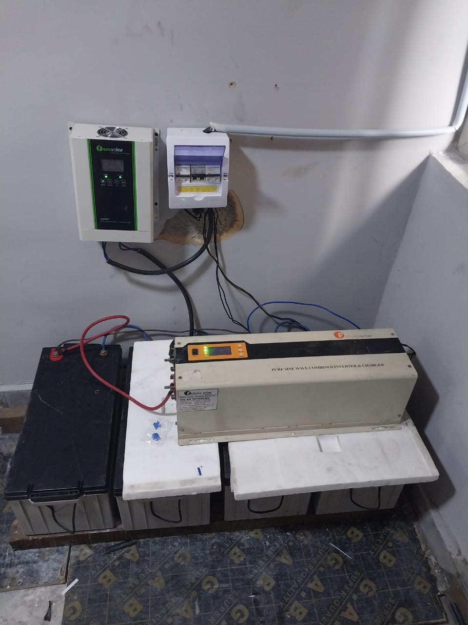 Access-control panel and power supplies wired during commissioning